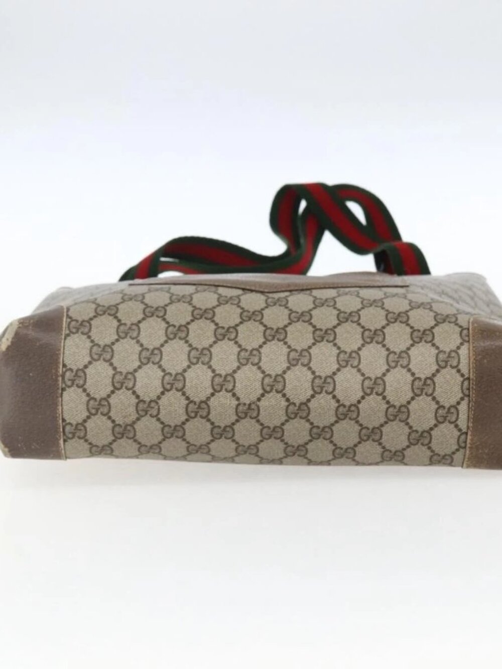 GUCCI GG Supreme Web Sherry Line Tote Bag PVC Beige Red Auth ep13075 - Picture 9 of 14